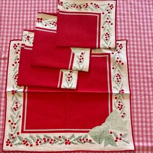 Vera 1960s/1970s Red and Cream Holiday Napkins